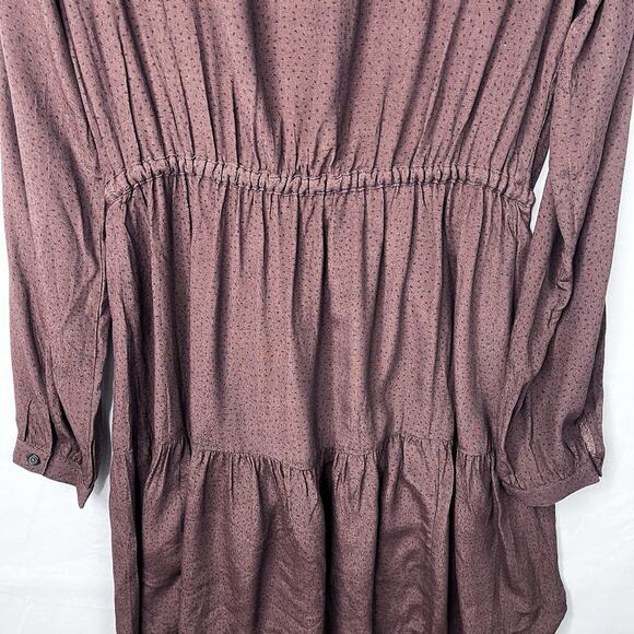 NWT GAP Brown Mini Tiered Dress Sz Small TALL Contemporary Drawstring Breathable - Picture 9 of 13